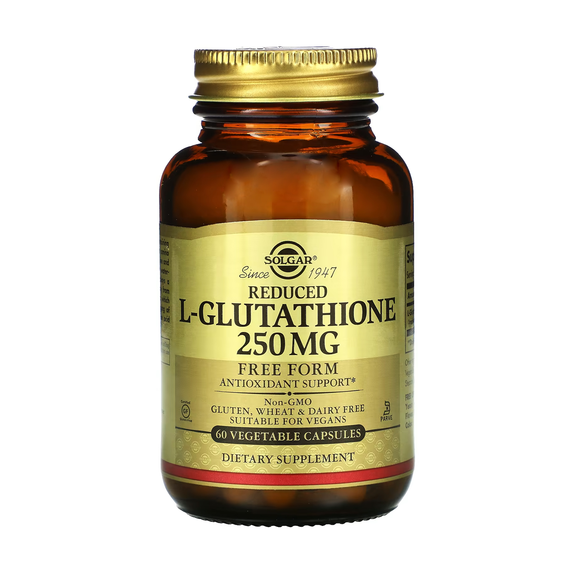 L-Глутатіон Solgar Reduced L-Glutathione 250 мг, 60 капсул